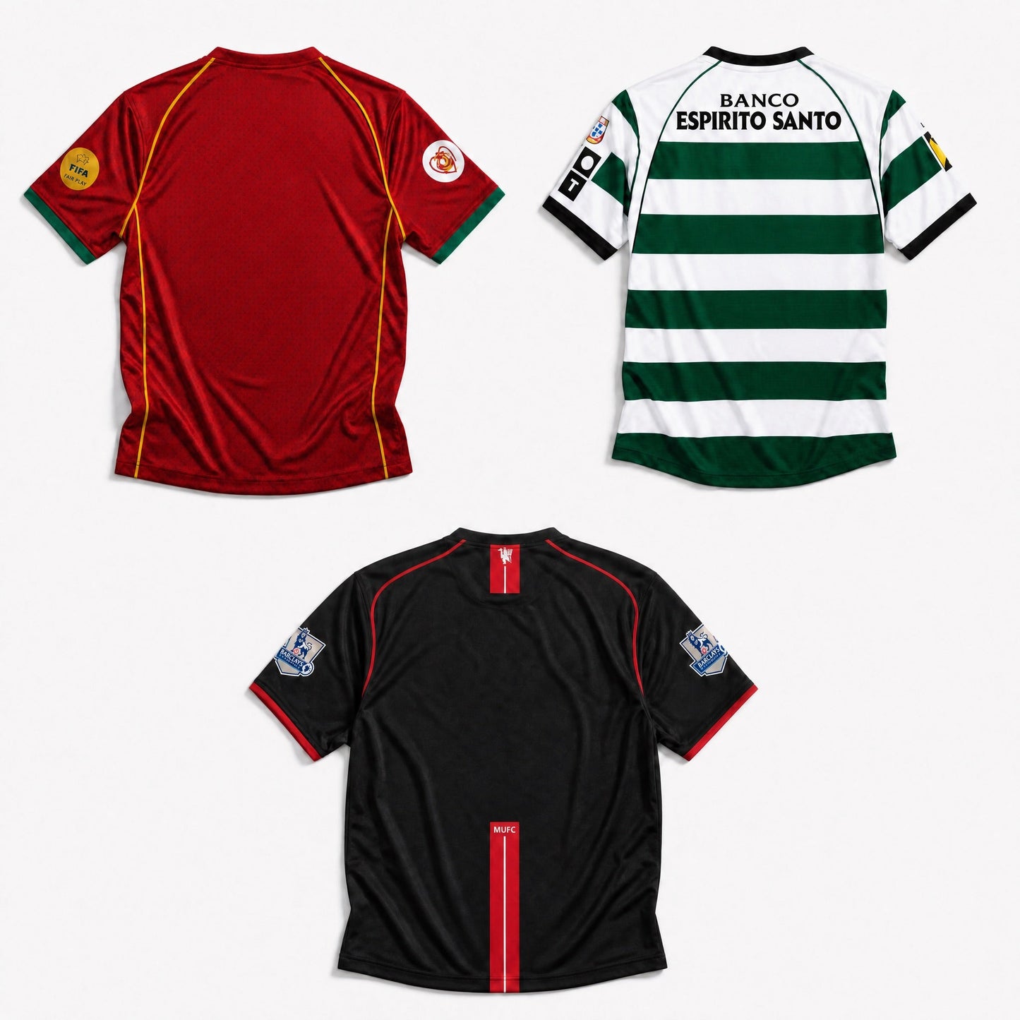 CR7 Portugal Domicile 2004 + CR7 Sporting L. Domicile 2003 + CR7 M. United Extérieur 2008 – vue 2