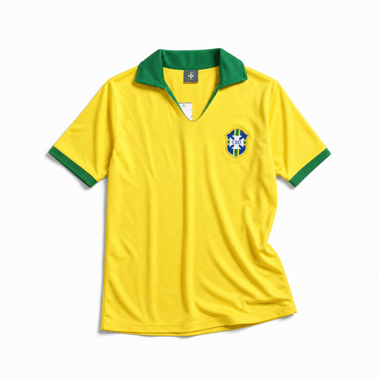 Brésil Maillot Domicile 1958 Victoire Coupe du Monde - NO NOME NO NUMERO - S