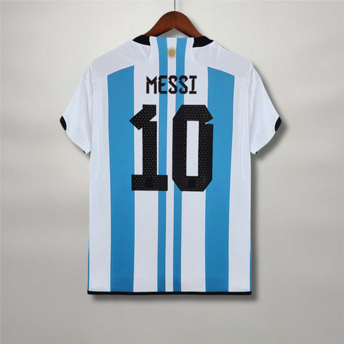 Maillot Messi Argentine Domicile 2022 Vainqueurs Coupe du Monde