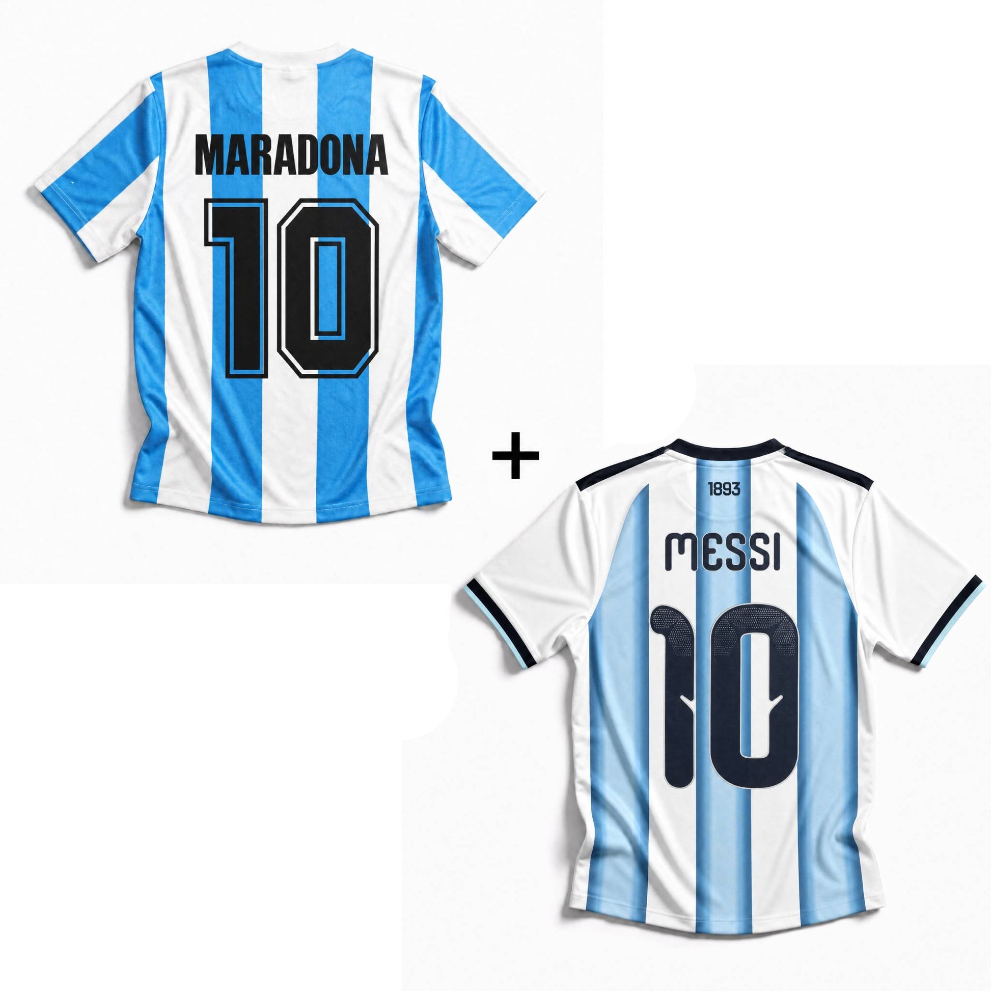Maillot Maradona Argentine Domicile 1986 Victoire Coupe du Monde + Maillot Messi Argentine Domicile 2026 Coupe du Monde – vue 2