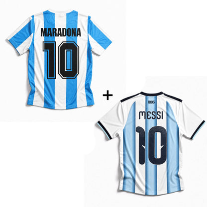 Maillot Maradona Argentine Domicile 1986 Victoire Coupe du Monde + Maillot Messi Argentine Domicile 2026 Coupe du Monde – vue 2