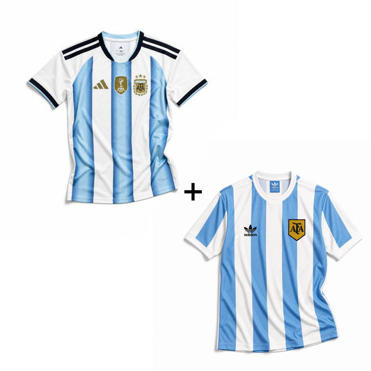 Argentine Maillot Domicile 1978 Victoire Coupe du Monde + Argentine Maillot Domicile 2026 Coupe du Monde
