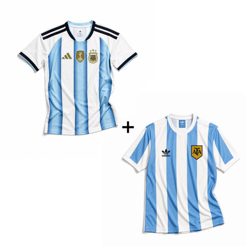 Argentine Maillot Domicile 1978 Victoire Coupe du Monde + Argentine Maillot Domicile 2026 Coupe du Monde