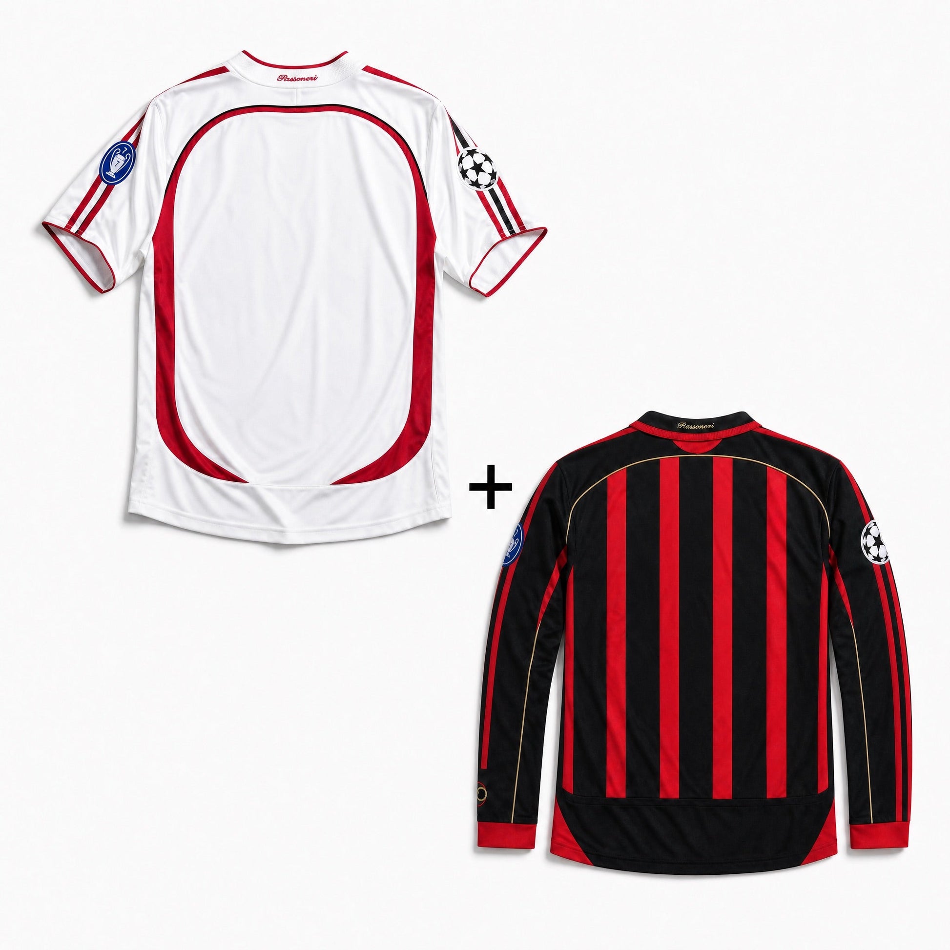 Maillot Kaká AC Milan Extérieur 2006/07 Finale LdC + Maillot Milan Domicile Manches Manches Longuesues 2006/07 – vue 2